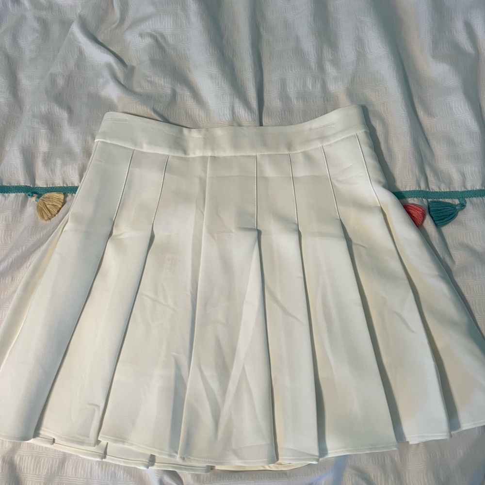 Cream Pleated Skirt from SHEIN